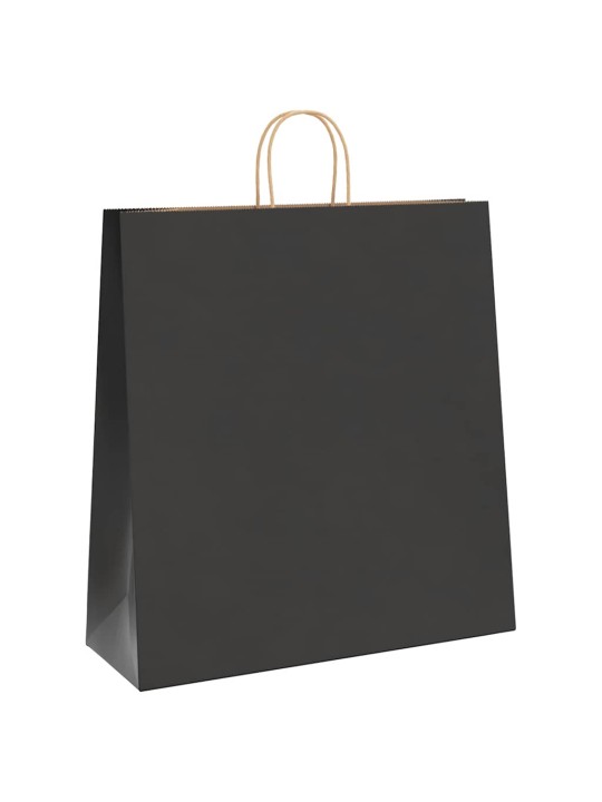 Paperikassit 250 kpl kahvoilla musta 45x17x48 cm