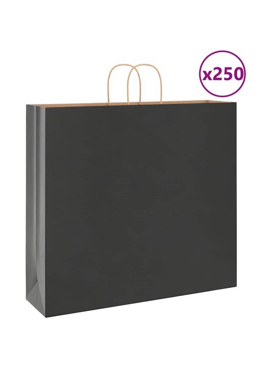 Paperikassit 250 kpl kahvoilla musta 54x15x49 cm