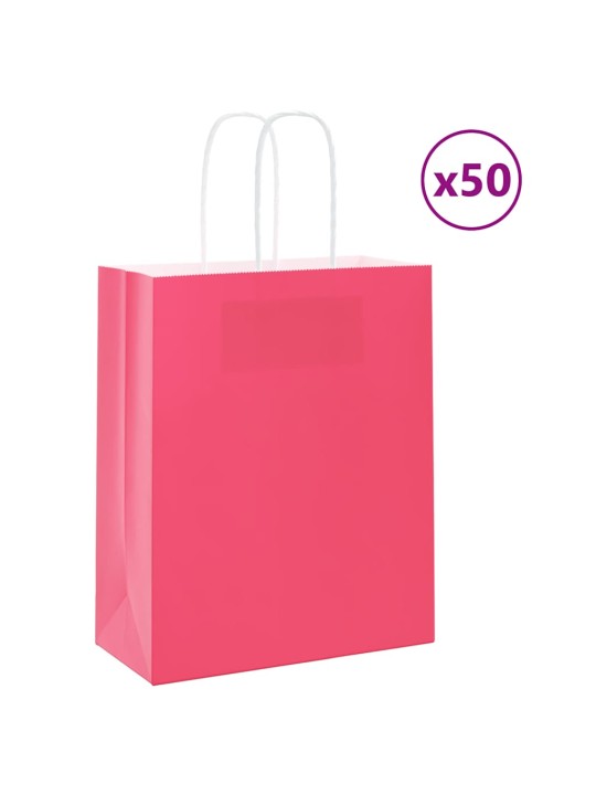 Paperikassit 50 kpl kahvoilla pinkki 18x8x22 cm