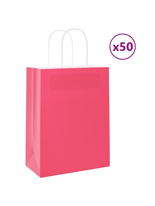 Paperikassit 50 kpl kahvoilla pinkki 21x11x28 cm