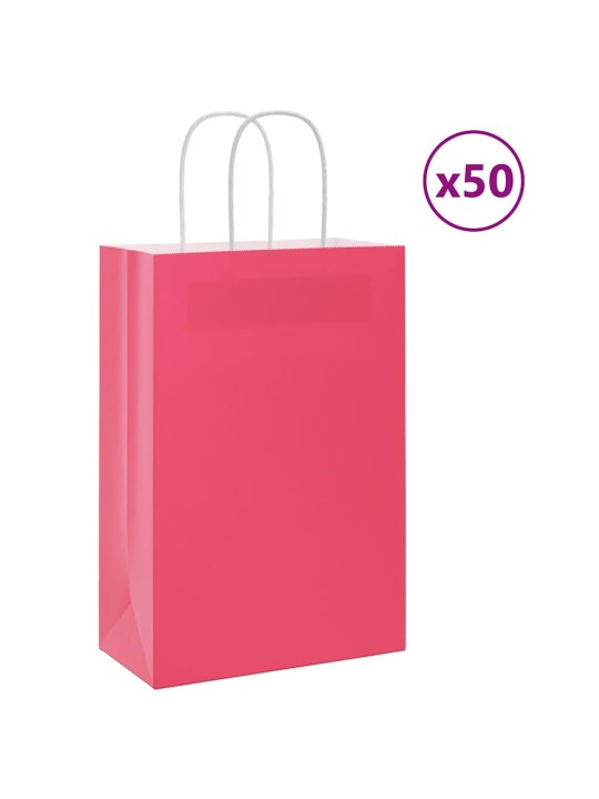 Paperikassit 50 kpl kahvoilla pinkki 21x11x31 cm