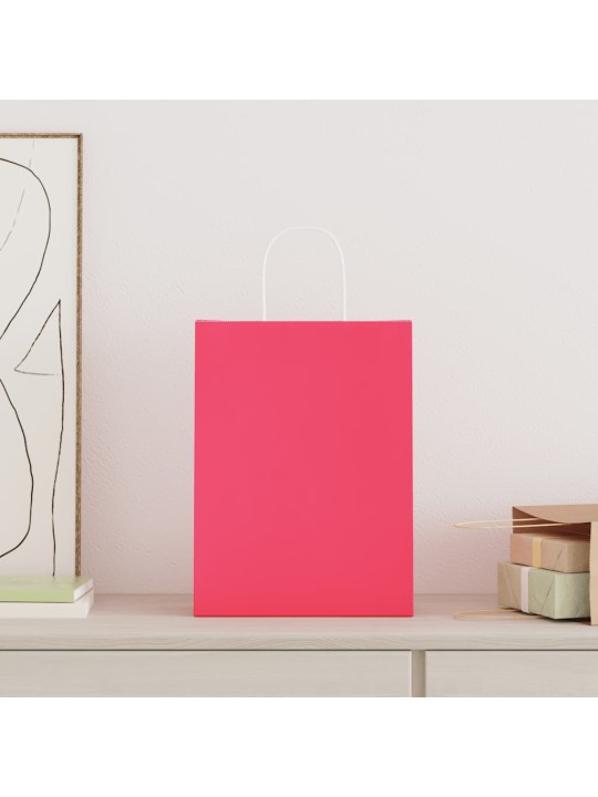 Paperikassit 50 kpl kahvoilla pinkki 26x12x35 cm