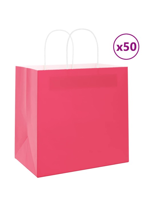 Paperikassit 50 kpl kahvoilla pinkki 26x17x25 cm