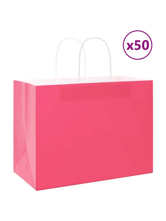 Paperikassit 50 kpl kahvoilla pinkki 32x17x25 cm
