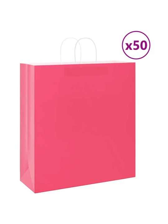 Paperikassit 50 kpl kahvoilla pinkki 45x17x48 cm