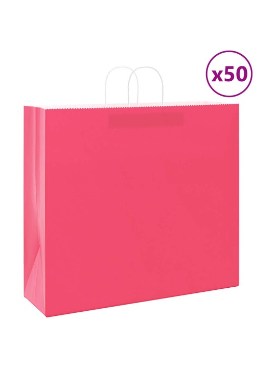 Paperikassit 50 kpl kahvoilla pinkki 54x15x49 cm