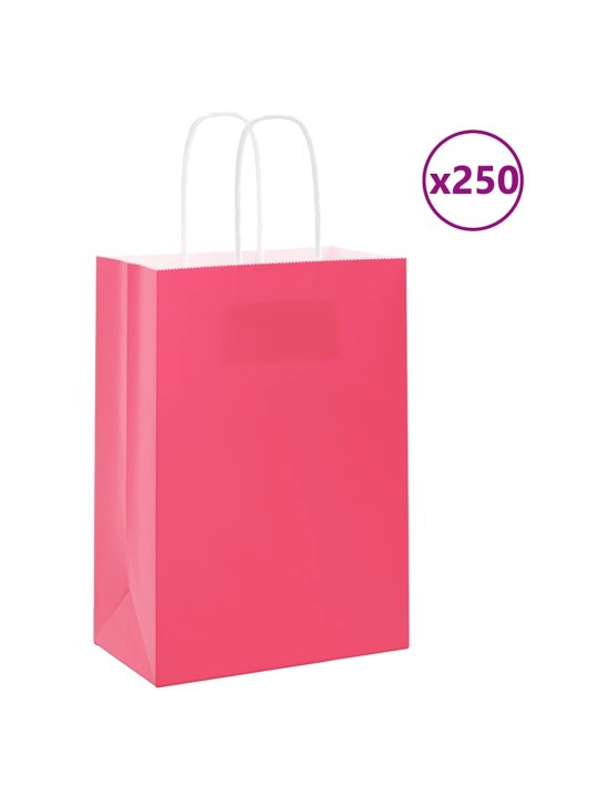 Paperikassit 250 kpl kahvoilla pinkki 15x8x21 cm