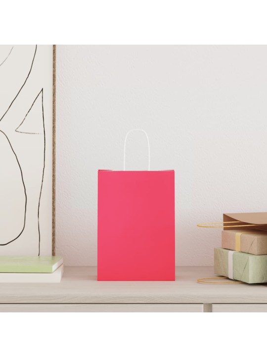 Paperikassit 250 kpl kahvoilla pinkki 15x8x21 cm