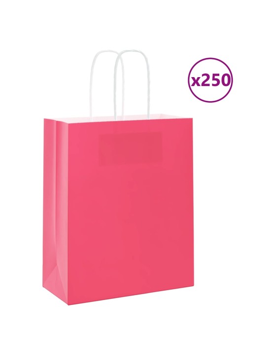 Paperikassit 250 kpl kahvoilla pinkki 18x8x22 cm