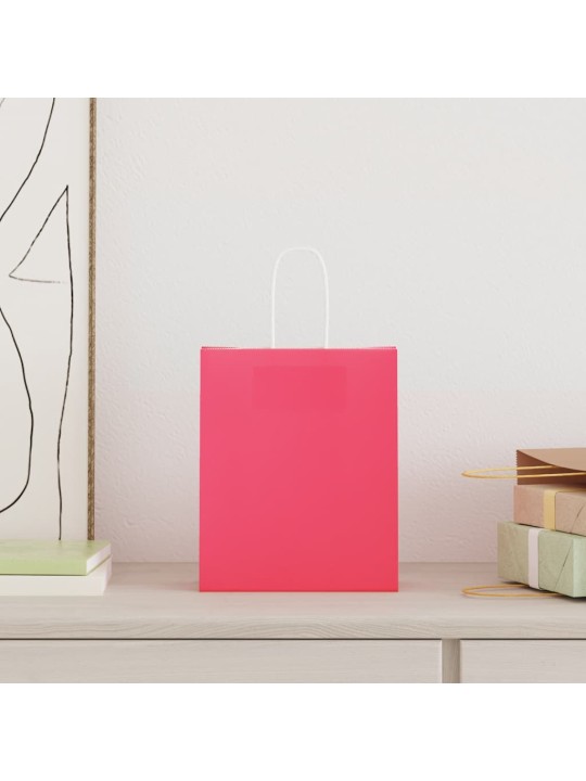 Paperikassit 250 kpl kahvoilla pinkki 18x8x22 cm