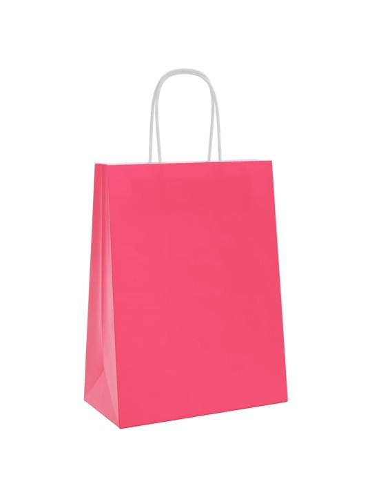 Paperikassit 250 kpl kahvoilla pinkki 21x11x28 cm
