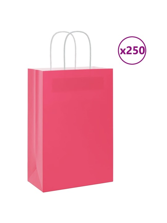 Paperikassit 250 kpl kahvoilla pinkki 21x11x31 cm