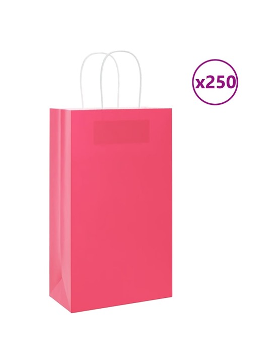Paperikassit 250 kpl kahvoilla pinkki 21x11x36 cm