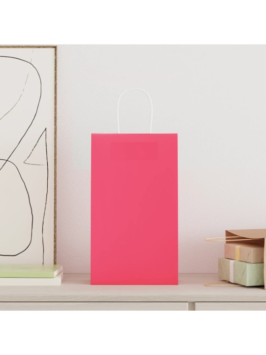 Paperikassit 250 kpl kahvoilla pinkki 21x11x36 cm
