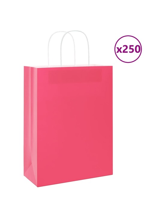 Paperikassit 250 kpl kahvoilla pinkki 26x12x35 cm