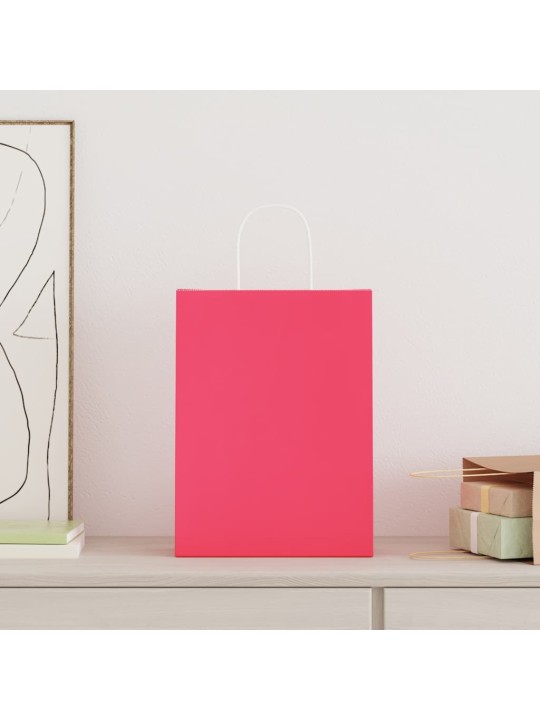 Paperikassit 250 kpl kahvoilla pinkki 26x12x35 cm