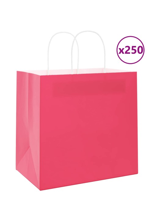 Paperikassit 250 kpl kahvoilla pinkki 26x17x25 cm