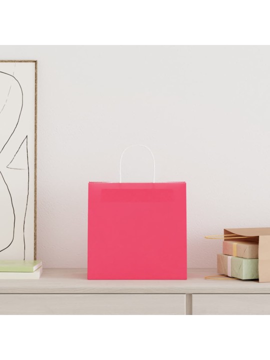 Paperikassit 250 kpl kahvoilla pinkki 26x17x25 cm