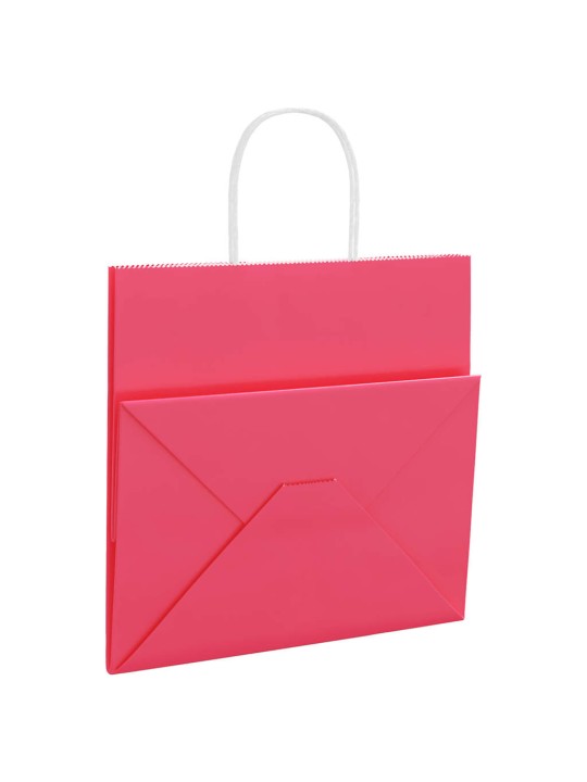 Paperikassit 250 kpl kahvoilla pinkki 26x17x25 cm