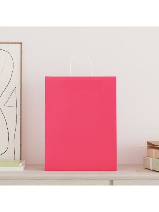 Paperikassit 250 kpl kahvoilla pinkki 32x12x42 cm