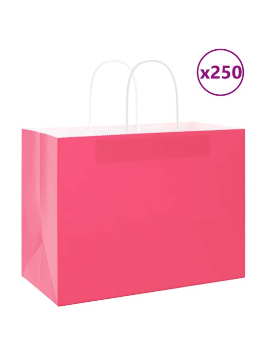 Paperikassit 250 kpl kahvoilla pinkki 32x17x25 cm