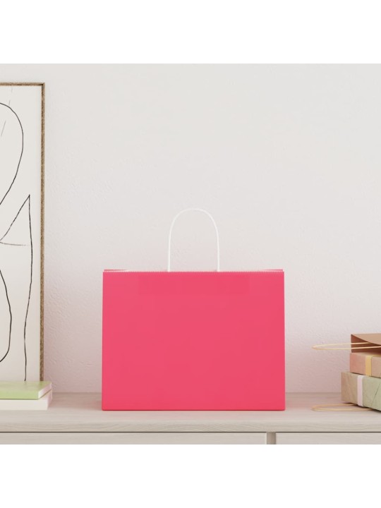 Paperikassit 250 kpl kahvoilla pinkki 32x17x25 cm