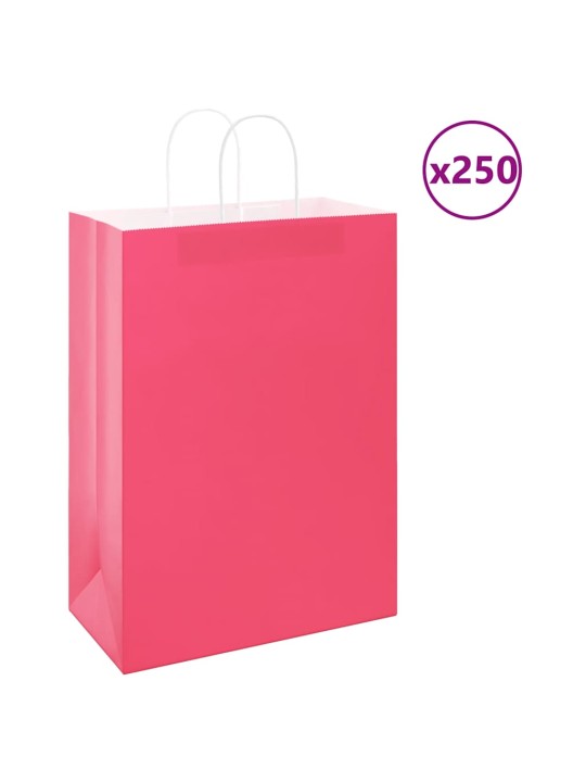 Paperikassit 250 kpl kahvoilla pinkki 32x17x44 cm