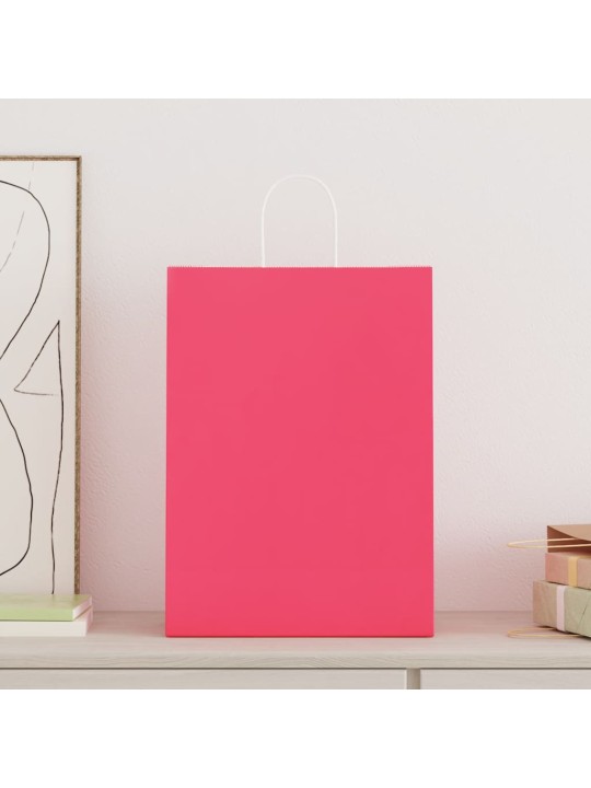 Paperikassit 250 kpl kahvoilla pinkki 32x17x44 cm