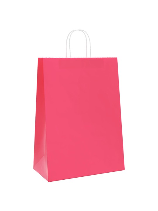 Paperikassit 250 kpl kahvoilla pinkki 32x17x44 cm