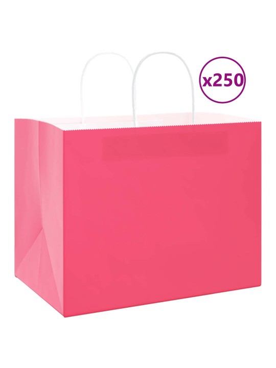 Paperikassit 250 kpl kahvoilla pinkki 32x22x24 cm