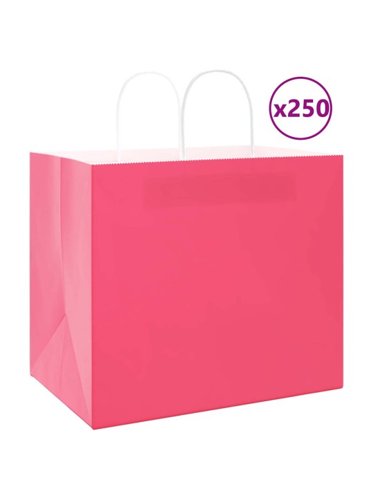 Paperikassit 250 kpl kahvoilla pinkki 32x22x28 cm