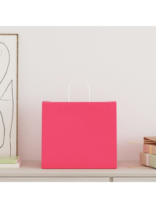 Paperikassit 250 kpl kahvoilla pinkki 32x22x28 cm
