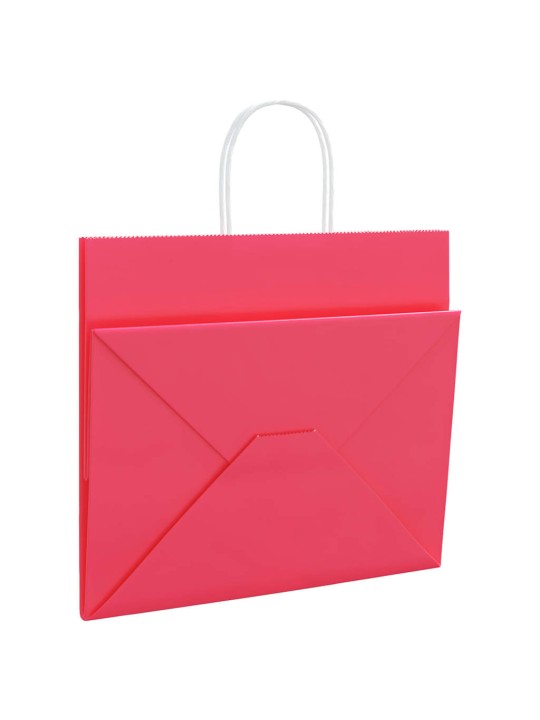 Paperikassit 250 kpl kahvoilla pinkki 32x22x28 cm