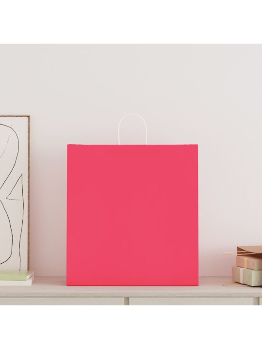 Paperikassit 250 kpl kahvoilla pinkki 45x17x48 cm