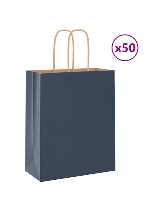 Paperikassit 50 kpl kahvoilla sininen 18x8x22 cm