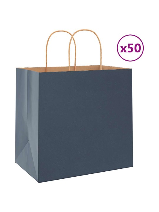 Paperikassit 50 kpl kahvoilla sininen 26x17x25 cm