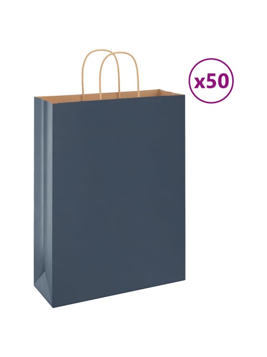 Paperikassit 50 kpl kahvoilla sininen 32x12x42 cm