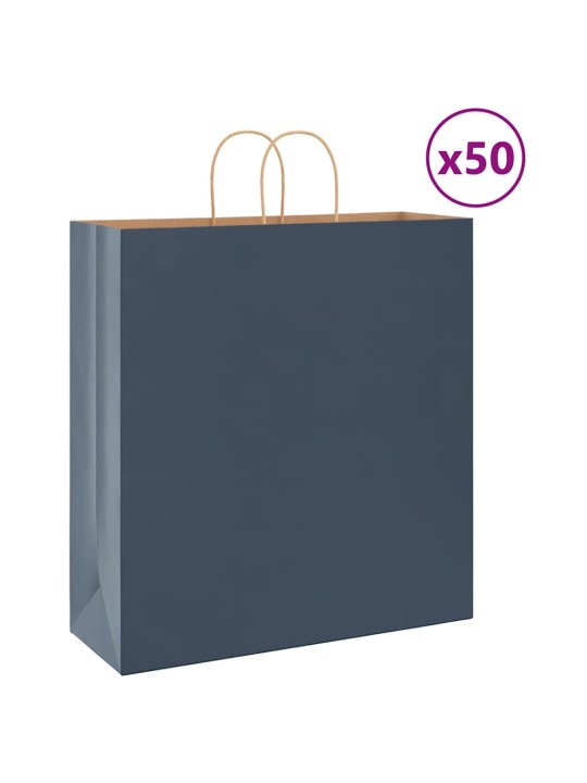 Paperikassit 50 kpl kahvoilla sininen 45x17x48 cm