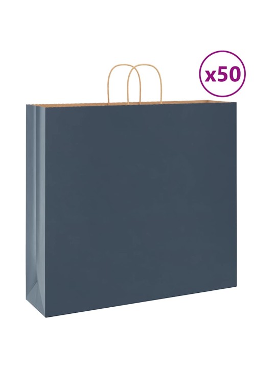 Paperikassit 50 kpl kahvoilla sininen 54x15x49 cm