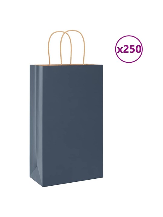 Paperikassit 250 kpl kahvoilla sininen 21x11x36 cm