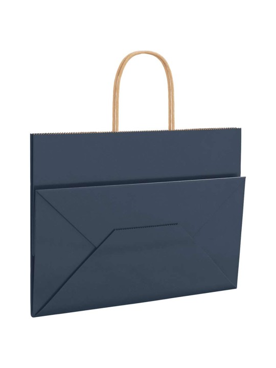 Paperikassit 250 kpl kahvoilla sininen 32x17x25 cm