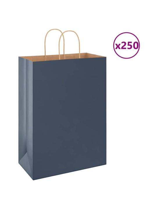 Paperikassit 250 kpl kahvoilla sininen 32x17x44 cm