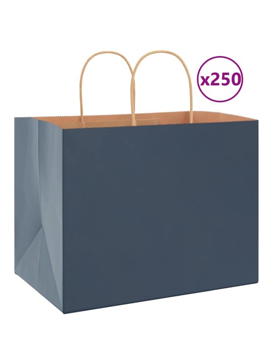 Paperikassit 250 kpl kahvoilla sininen 32x22x24 cm