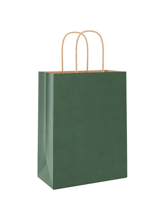 Paperikassit 50 kpl kahvoilla vihreä 21x11x28 cm