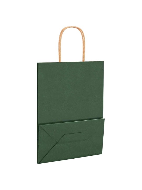 Paperikassit 50 kpl kahvoilla vihreä 21x11x28 cm