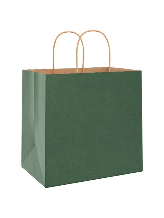 Paperikassit 50 kpl kahvoilla vihreä 26x17x25 cm