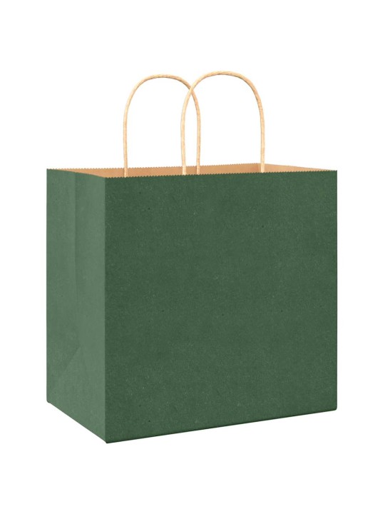 Paperikassit 50 kpl kahvoilla vihreä 26x17x25 cm
