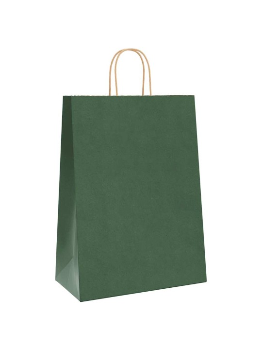 Paperikassit 50 kpl kahvoilla vihreä 32x17x44 cm