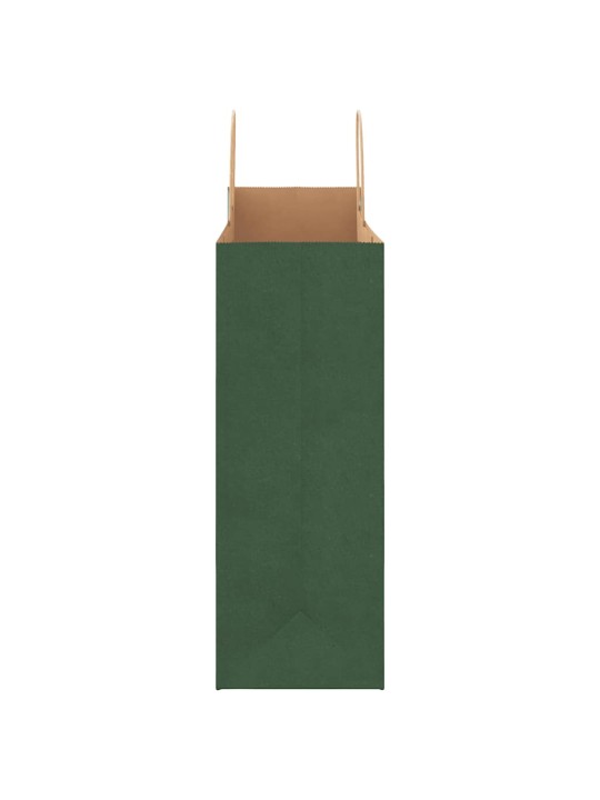 Paperikassit 50 kpl kahvoilla vihreä 32x17x44 cm