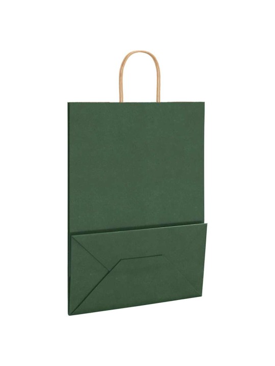 Paperikassit 50 kpl kahvoilla vihreä 32x17x44 cm